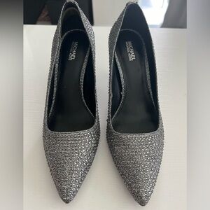 Michael Kors silver glitter heels